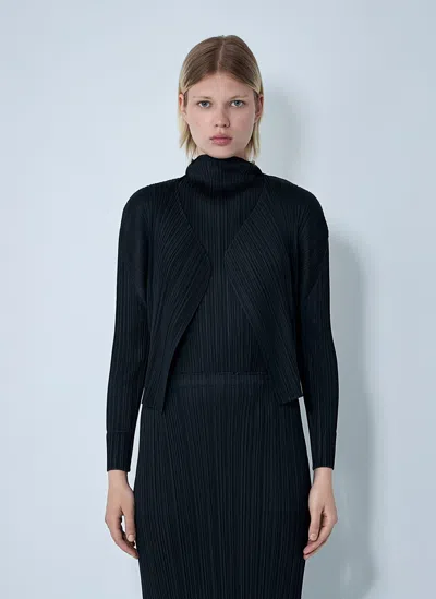 Issey Miyake Pleated Cardigan In Black