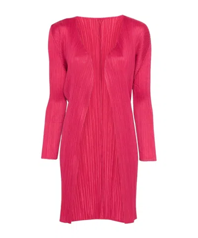 Issey Miyake Pleated Cardigan In Pink