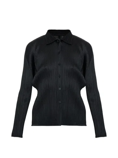 Issey Miyake Pleated Cardigan In Black