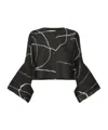 Issey Miyake Abstract Pattern Cropped Cardigan With Flared Sleeves In Black
