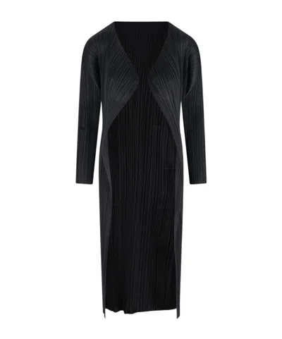 Issey Miyake Pleated Cardigan In Black