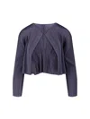 Issey Miyake Pleated Cardigan In Blue