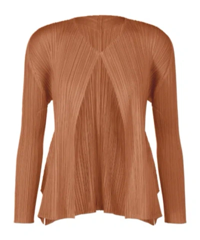Issey Miyake Pleated Cardigan In Brown