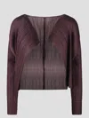 Issey Miyake Pleats Please Pleated Cardigan In Brown