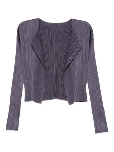 Issey Miyake Pleated Cardigan In Purple