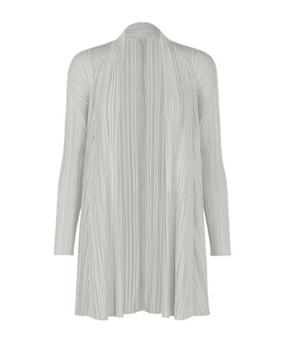 Issey Miyake Pleated Cardigan In Gray