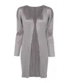 Issey Miyake Pleated Midi Cardigan In Gray