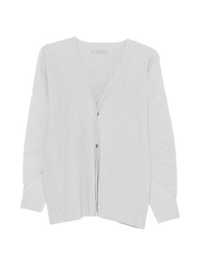 Issey Miyake Pleated Cardigan In Neutral