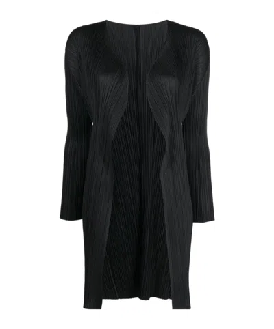 Issey Miyake Pleated Casual Jacket In Black