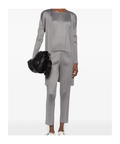 Issey Miyake Pleated Casual Jacket In Gray