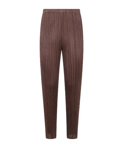 Issey Miyake Pleated Trousers In Brown
