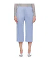 Issey Miyake High-waisted Plissé Cropped Trousers In Blue