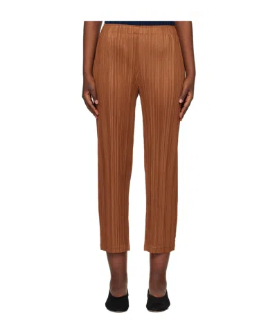 Issey Miyake Pleated Casual Pants In Brown