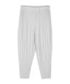 Issey Miyake Basic Pleated Tapered-leg Knitted Trousers In White