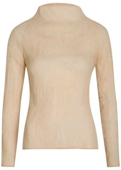 Issey Miyake Pleated Chiffon Top In Neutral