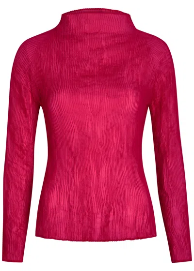 Issey Miyake Textured Long-sleeve Top In Pink