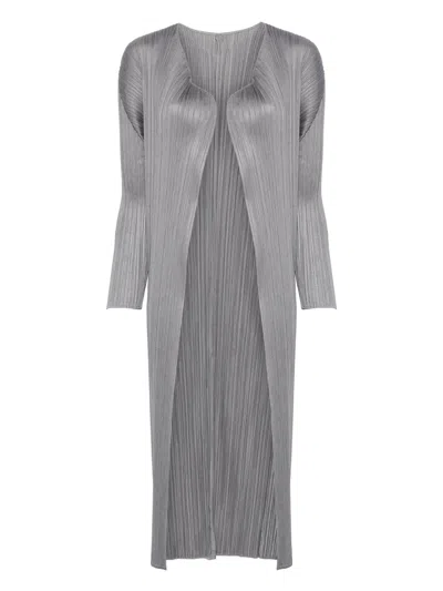 Issey Miyake Pleated Coat In Gray