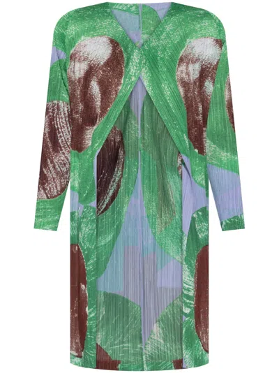 Issey Miyake Pleated Coat In Brown