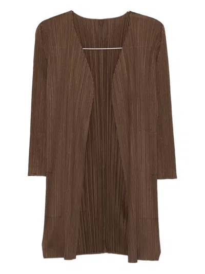 Issey Miyake Pleated Coat In Brown