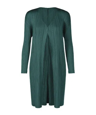 Issey Miyake Pleated Coat In Green