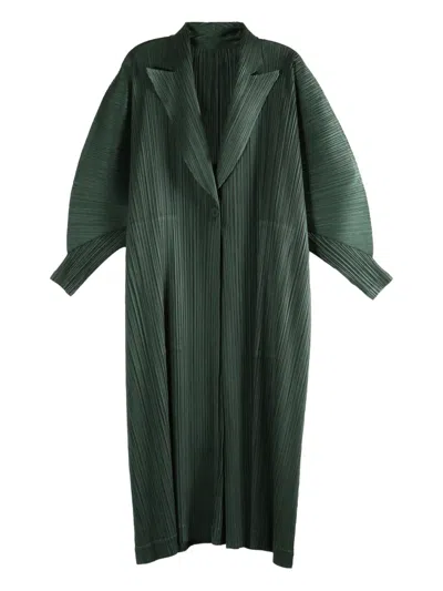 Issey Miyake Pleated Coat In Green