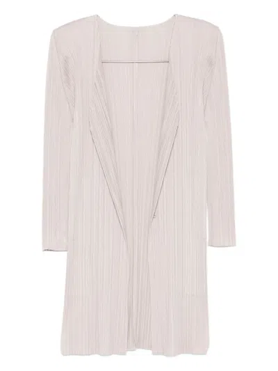 Issey Miyake Pleated Coat In Neutral