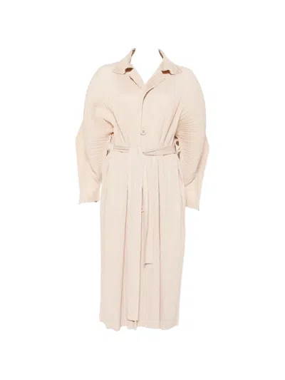Issey Miyake Pleated Coat In Neutral