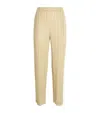 Shop Issey Miyake Pleated Cotton Denim Trousers In Beige