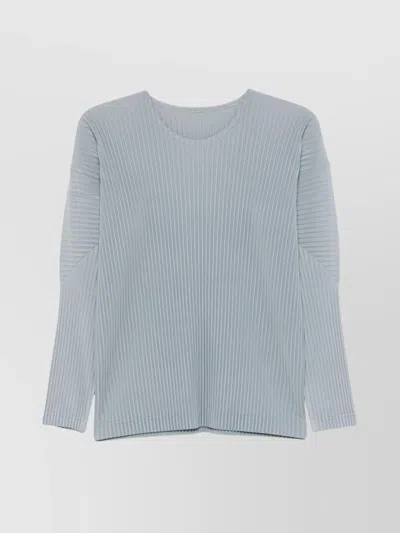 Issey Miyake Pleated Crew Neck T-shirt In Grey