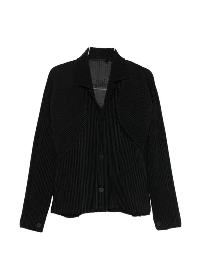 Issey Miyake Pleated Cropped Blazer In Black