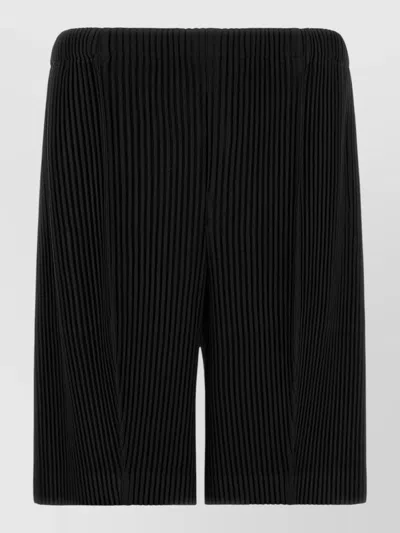 Issey Miyake Pleated Cropped Trousers In Black