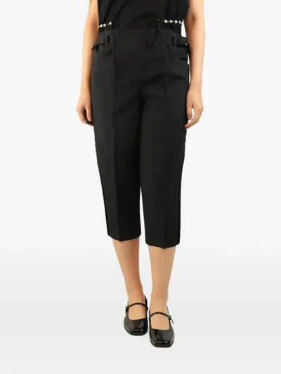 Pre-owned Issey Miyake Pleated Cropped Trousers In Black