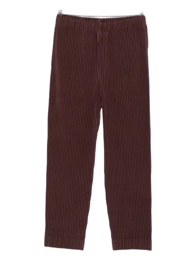 Issey Miyake Color Pleats Straight Pant In Brown