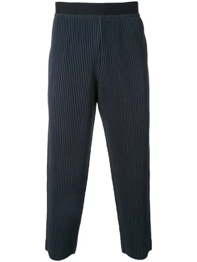 Issey Miyake Pleated Cropped Trousers In Blue