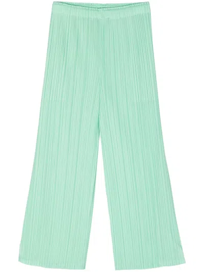 Issey Miyake Pleated Cropped Trousers In Green