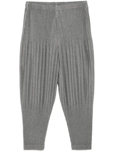 Issey Miyake Pleated Cropped Trousers In Grey