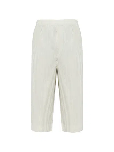 Issey Miyake Pleated Cropped Trousers In Neutral