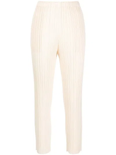Issey Miyake Pleated Cropped Trousers In Neutrals