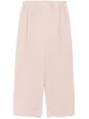 Issey Miyake Pleated Almond Beige Crop Trousers With Side Welt Pockets In Pink