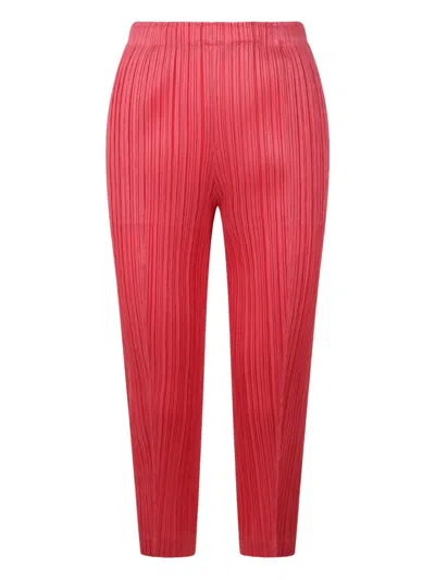 Issey Miyake Pleated Cropped Trousers In Pink
