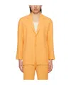 Issey Miyake Pleated Design Blazer In Orange