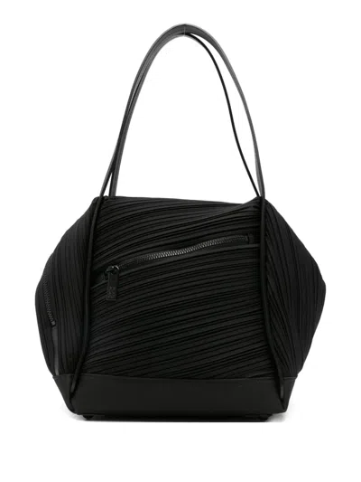 Issey Miyake Pleated-design Tote Bag In Black