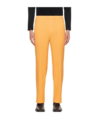 Issey Miyake Pleated Detail Casual Pants In Orange