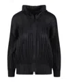 Issey Miyake Pleated Detail Coat In Black