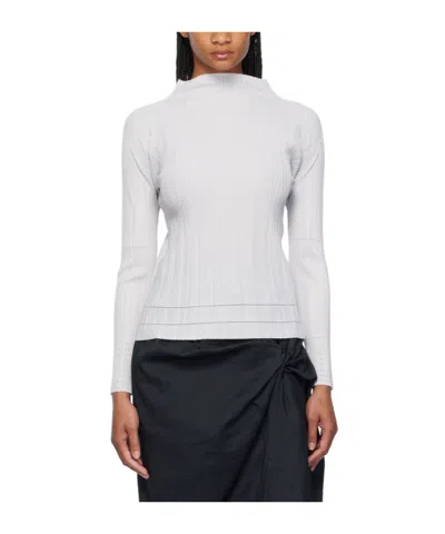 Issey Miyake Pleated Detail Sweater In White