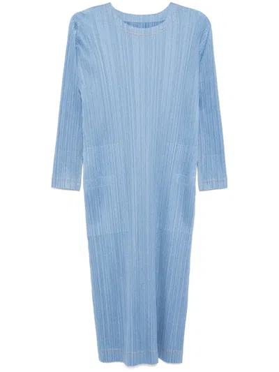 Issey Miyake Pleated Dress In Blue