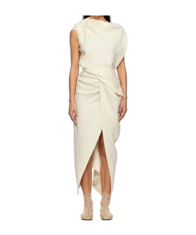 Issey Miyake Pleated Dress In Off-white
