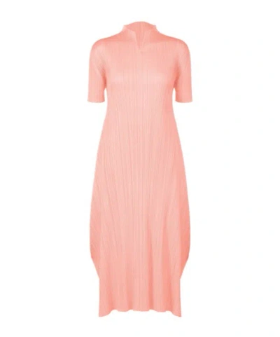 Issey Miyake Pleated A-line Dress In Pink