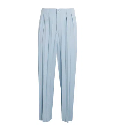 Issey Miyake Pleated Edge Ensemble Trousers In Blue