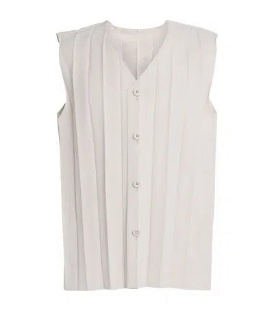 Issey Miyake Pleated Edge Ensemble Waistcoat In Beige